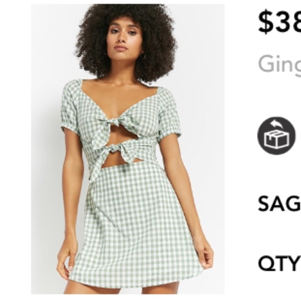 Gingham tie front dress